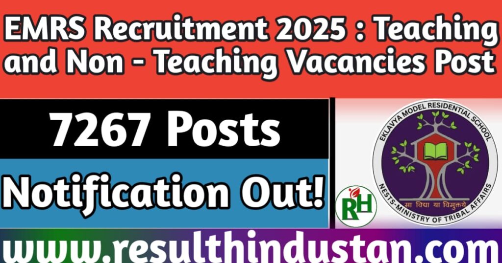 EMRS Recruitment 2025 Notification Out 7267 Post Teaching and Non Teaching